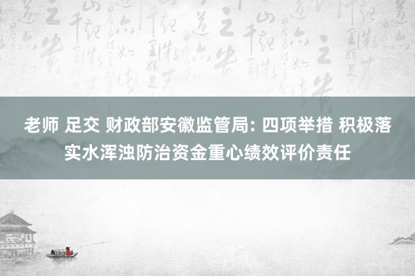 老师 足交 财政部安徽监管局: 四项举措 积极落实水浑浊防治资金重心绩效评价责任