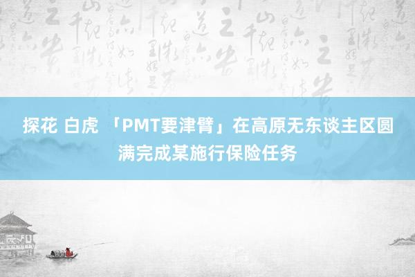 探花 白虎 「PMT要津臂」在高原无东谈主区圆满完成某施行保险任务