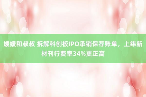 媛媛和叔叔 拆解科创板IPO承销保荐账单，上纬新材刊行费率34%更正高