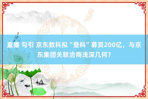 直播 勾引 京东数科拟“登科”募资200亿，与京东集团关联洽商浅深几何？