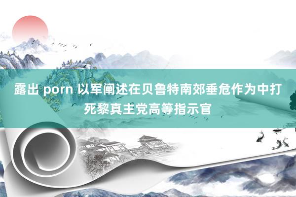 露出 porn 以军阐述在贝鲁特南郊垂危作为中打死黎真主党高等指示官