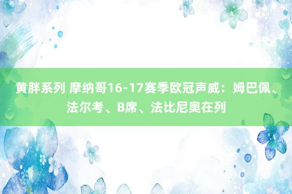 黄胖系列 摩纳哥16-17赛季欧冠声威：姆巴佩、法尔考、B席、法比尼奥在列