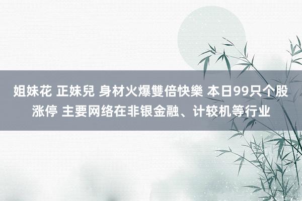 姐妹花 正妹兒 身材火爆雙倍快樂 本日99只个股涨停 主要网络在非银金融、计较机等行业