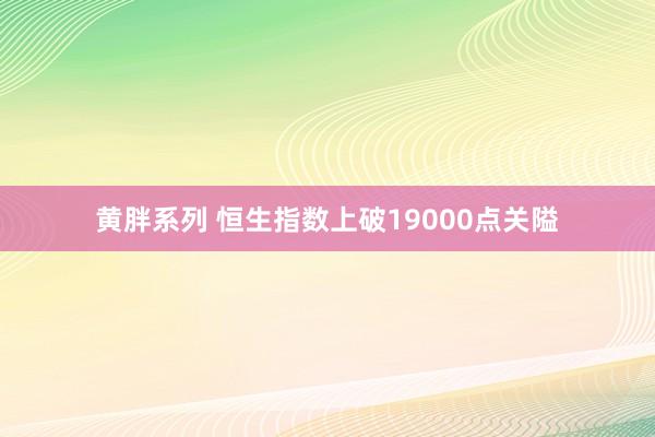 黄胖系列 恒生指数上破19000点关隘