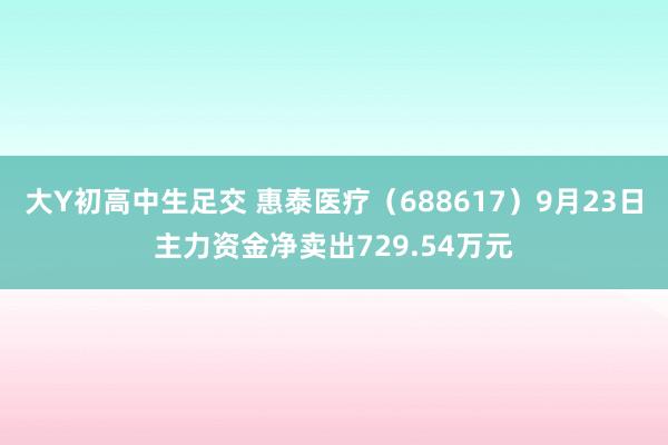 大Y初高中生足交 惠泰医疗（688617）9月23日主力资金净卖出729.54万元