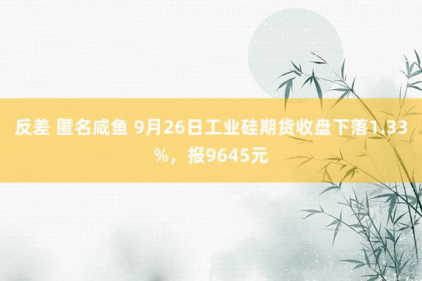 反差 匿名咸鱼 9月26日工业硅期货收盘下落1.33%，报9645元