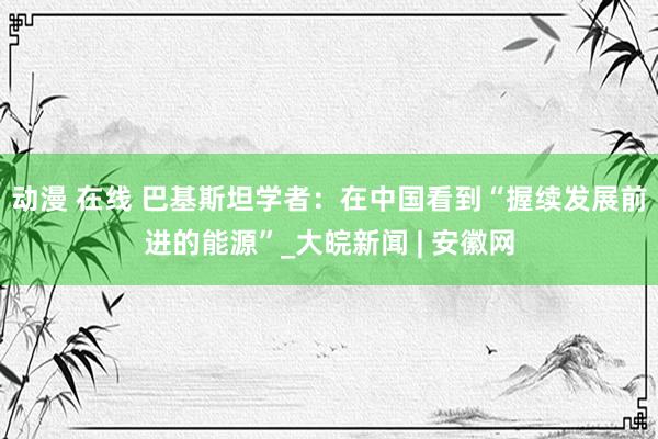 动漫 在线 巴基斯坦学者：在中国看到“握续发展前进的能源”_大皖新闻 | 安徽网