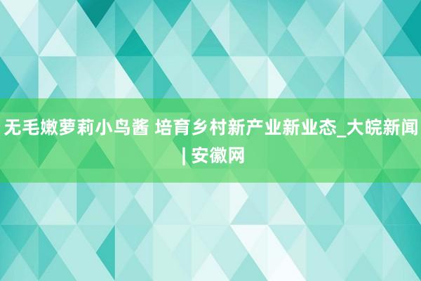 无毛嫩萝莉小鸟酱 培育乡村新产业新业态_大皖新闻 | 安徽网