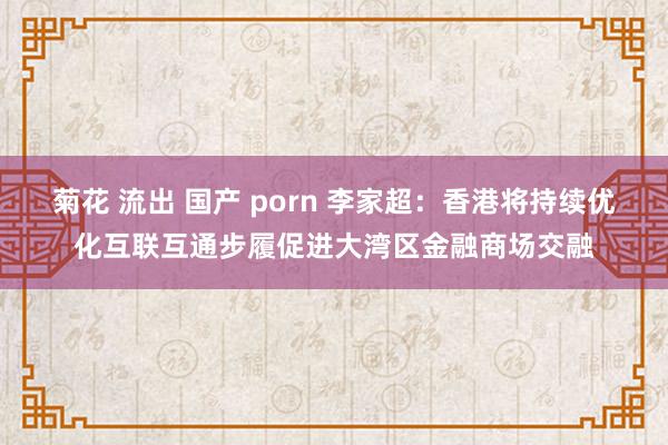 菊花 流出 国产 porn 李家超：香港将持续优化互联互通步履促进大湾区金融商场交融