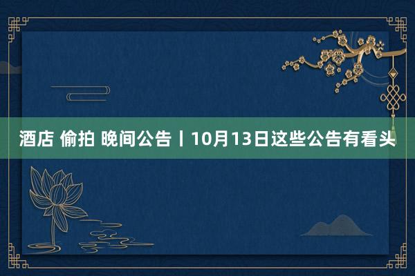 酒店 偷拍 晚间公告丨10月13日这些公告有看头