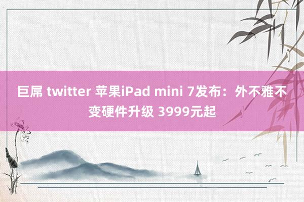 巨屌 twitter 苹果iPad mini 7发布：外不雅不变硬件升级 3999元起