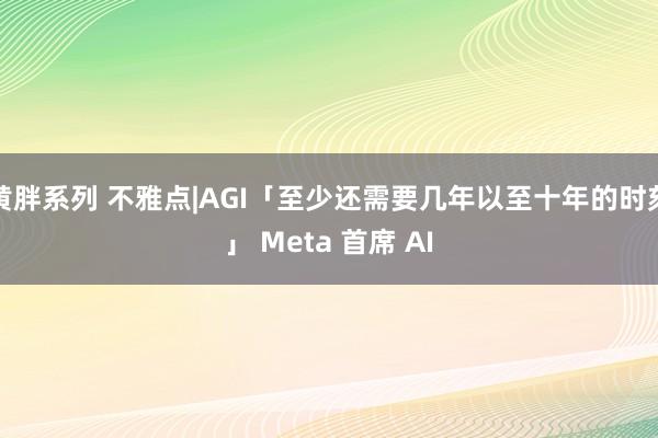 黄胖系列 不雅点|AGI「至少还需要几年以至十年的时刻」 Meta 首席 AI