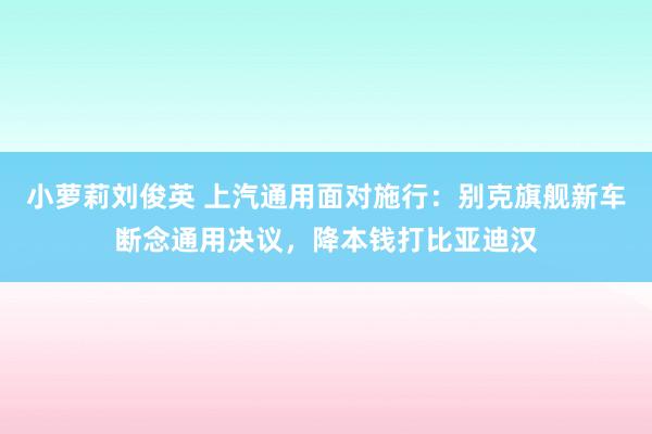 小萝莉刘俊英 上汽通用面对施行：别克旗舰新车断念通用决议，降本钱打比亚迪汉