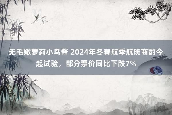 无毛嫩萝莉小鸟酱 2024年冬春航季航班商酌今起试验，部分票价同比下跌7%