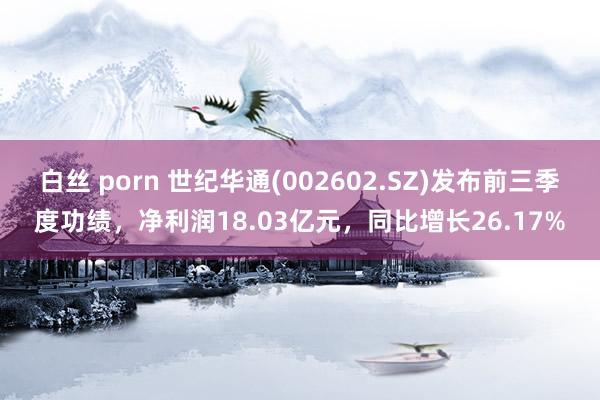 白丝 porn 世纪华通(002602.SZ)发布前三季度功绩，净利润18.03亿元，同比增长26.17%