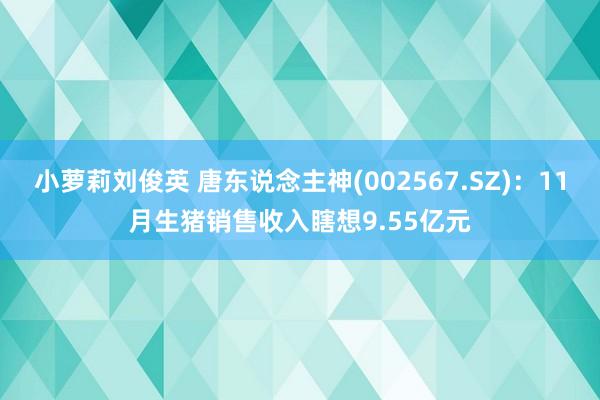 小萝莉刘俊英 唐东说念主神(002567.SZ)：11月生猪销售收入瞎想9.55亿元