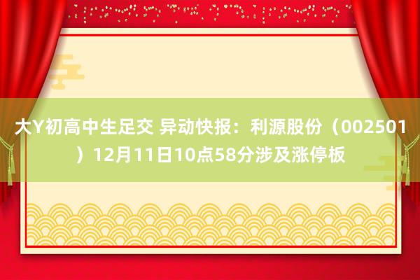 大Y初高中生足交 异动快报：利源股份（002501）12月11日10点58分涉及涨停板