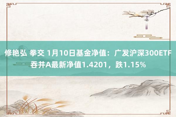 修艳弘 拳交 1月10日基金净值：广发沪深300ETF吞并A最新净值1.4201，跌1.15%