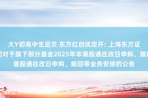 大Y初高中生足交 东方红创优定开: 上海东方证券钞票处置有限公司对于旗下部分基金2025年非港股通往改日申购、赎回等业务安排的公告