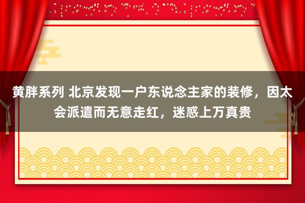 黄胖系列 北京发现一户东说念主家的装修，因太会派遣而无意走红，迷惑上万真贵