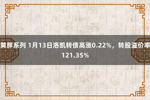 黄胖系列 1月13日洛凯转债高涨0.22%，转股溢价率121.35%