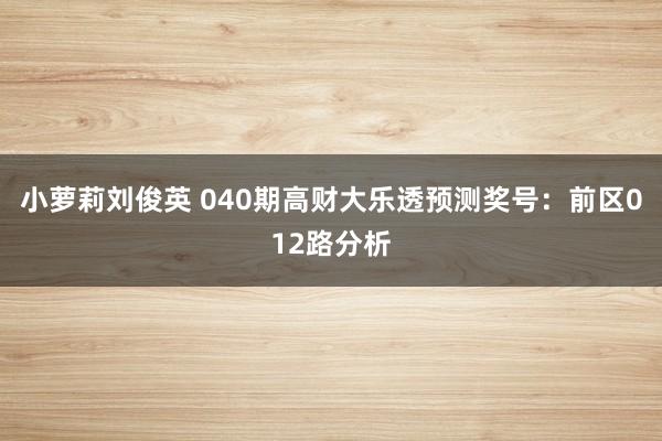 小萝莉刘俊英 040期高财大乐透预测奖号：前区012路分析